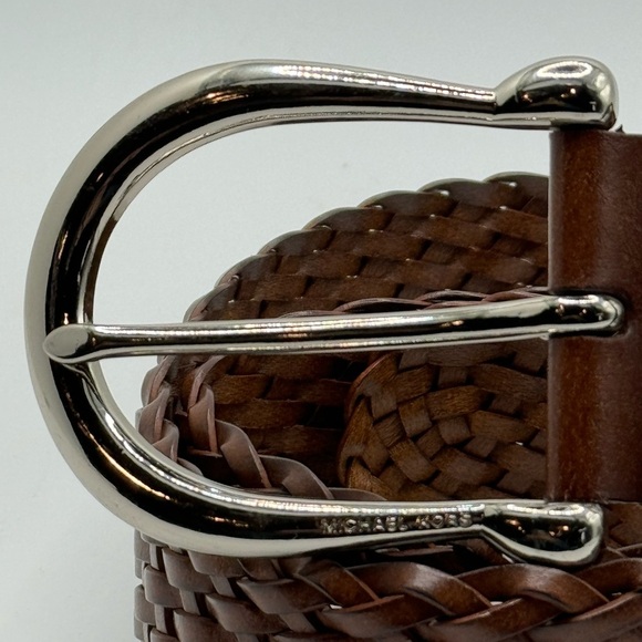 Michael Kors Brown Braided Genuine Bonded Leather Belt Size M - Picture 5 of 7
